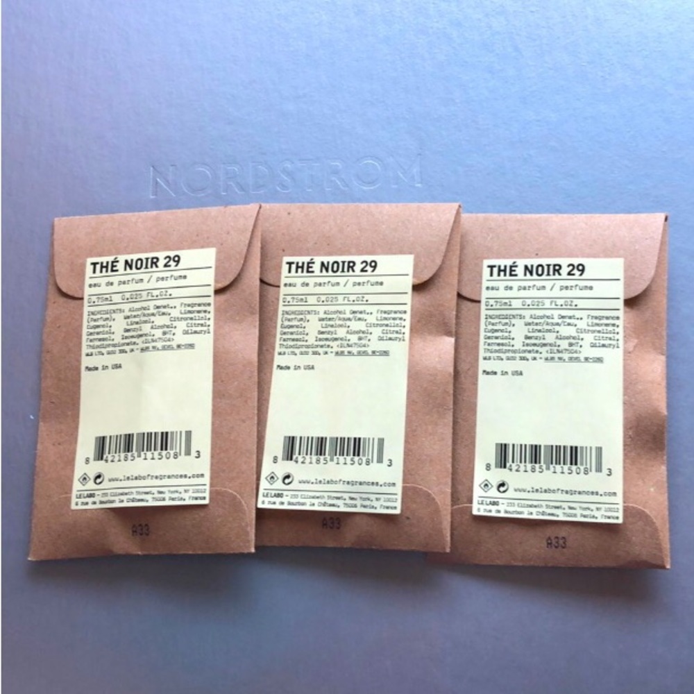 Three New Le Labo The Noir 29 sample bottles